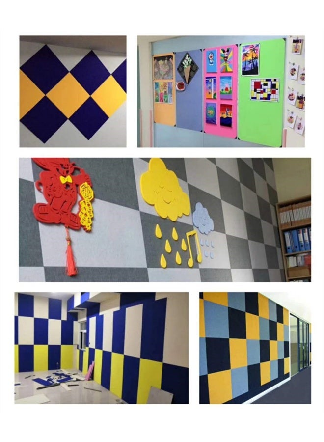 6 Pcs Large Self Adhesive Felt Board Tiles 30x30cm Versatile Black Bulletin Board Set for Home Office with 50 Push Pins and Grid Design - Image 5