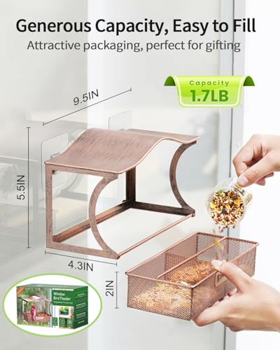 DesGully Window Bird Feeder, Metal - with Strong Suction Cups, Large Outdoor for Viewing Bird Watching Gift (Curved) - Image 4