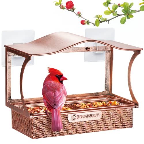 DesGully Window Bird Feeder, Metal - with Strong Suction Cups, Large Outdoor for Viewing Bird Watching Gift (Curved) - Image 1