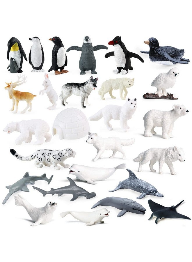 Sienon 26Pack Polar Animal Figures,Mini Plastic Arctic Antarctic Sea Animal Figurines Penguin Polar Bear Walrus Snowy Owl Wolf For Kids Toddlers Birthday Cake Topper Gift Easter Egg Filler - Image 1