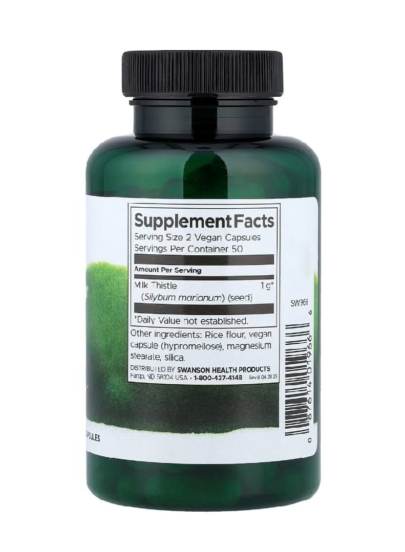 SWANSON Full Spectrum Milk Thistle 500 mg 100 Vegan Capsules - Image 2