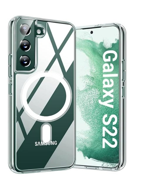Ten tech Magnetic Clear Case Designed Samsung Galaxy S22 – Compatible with MagSafe Charger, Support Magnetic Car Mount Wireless Charging, Soft Press Buttons Scratch Resistant – ten tech