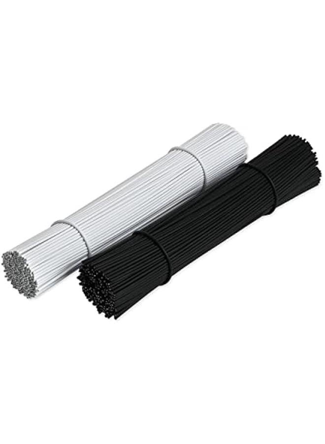 إسكدنيا 6 Inch Metallic Cable Ties Set of 200 Bread Bag Ties Wire Twist Ties for Cord Management (White and Black (round shape)) - Image 1