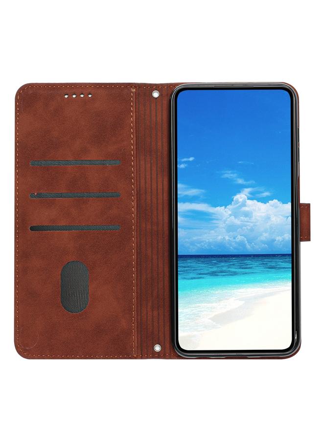 Zaboon Case For Infinix Smart 8 Skin Feel Heart Embossed Leather Phone Case with Long Lanyard - Image 3