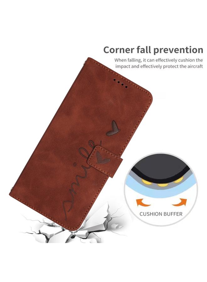 Zaboon Case For Infinix Smart 8 Skin Feel Heart Embossed Leather Phone Case with Long Lanyard - Image 5