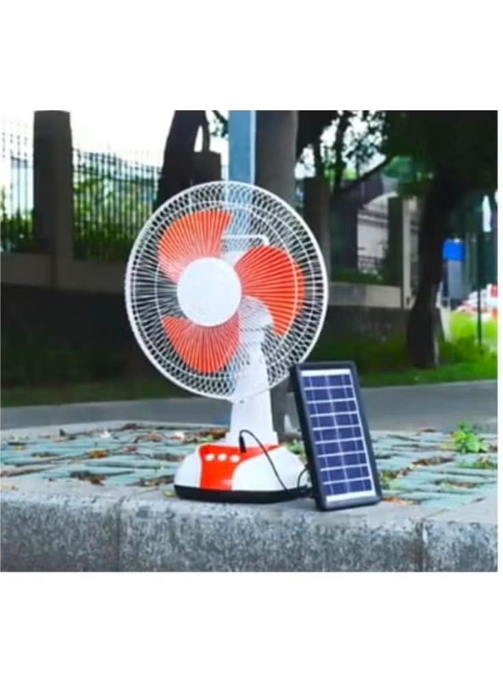 Easy Power Fan, 5 solar-powered blades, with a solar panel, and 2 LED lights, equipped with a giant internal battery and a USB port for charging the phone and various devices - Image 2