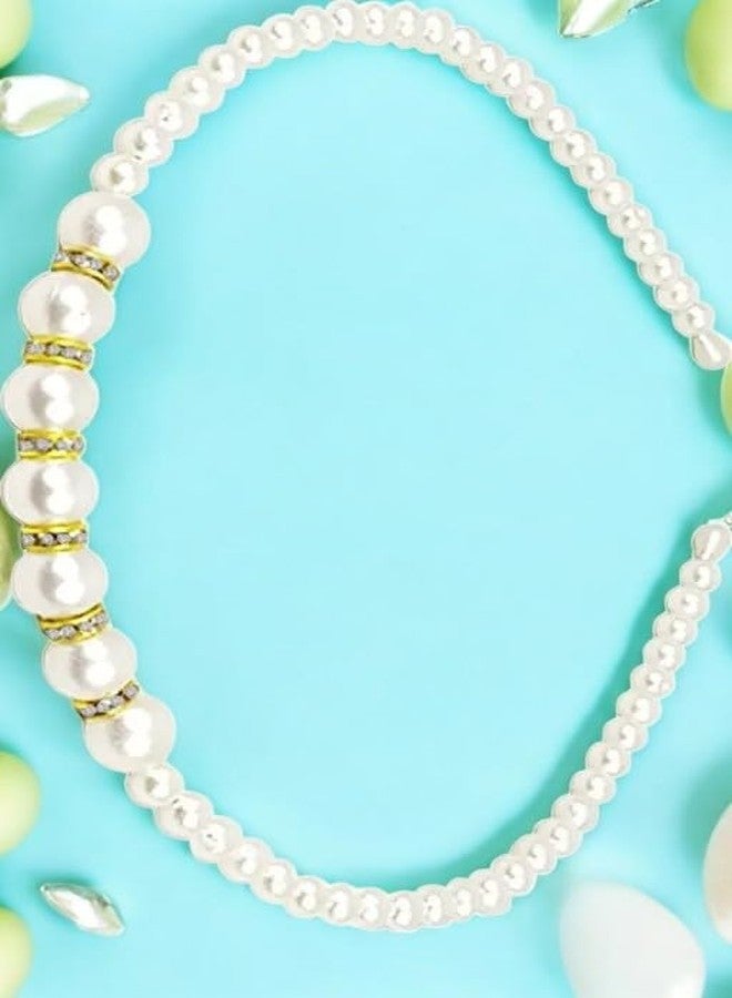 NEOBABY Fashion Pearl Headbands,White Faux Rhinestones Hairbands Bridal Hair Hoop Wedding Hair Accessories Pearl Headbands for Women Girls (PACK OF 2 PCS) - Image 4