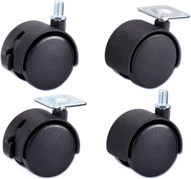 M8 Thread Swivel Caster Wheels 30mm with Silent Brake Screw Plate Furniture Trolley Replacement - Image 1