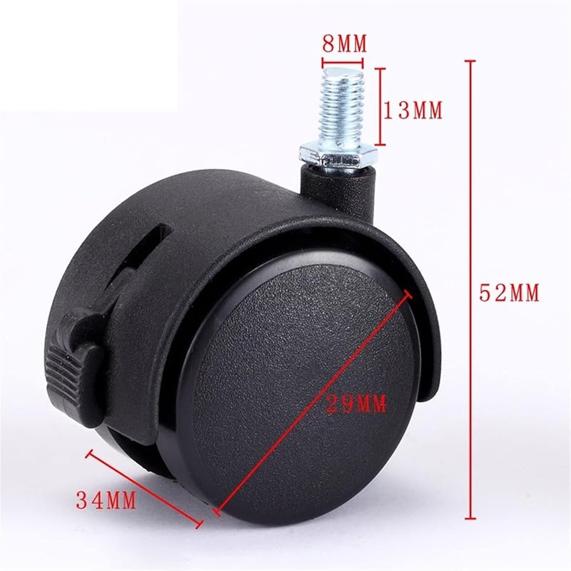 M8 Thread Swivel Caster Wheels 30mm with Silent Brake Screw Plate Furniture Trolley Replacement - Image 3