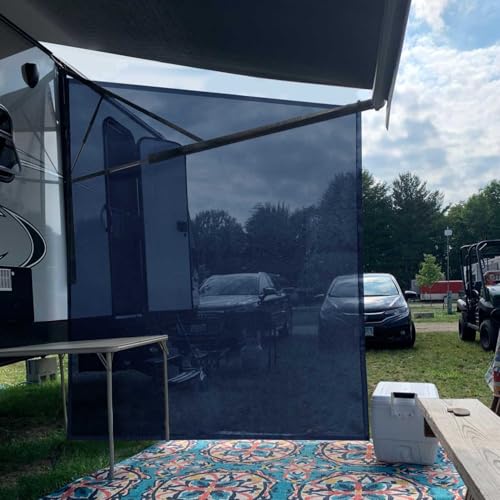 Tentproinc RV Awning Side Sun Shade Screen 9'X7' Mesh Sunshade for Motorhome Camping Trailer Awning Sunscreen Screenshade Block UV Glare Sunblocker - 3 Year Warranty (Navy Blue) - Image 5