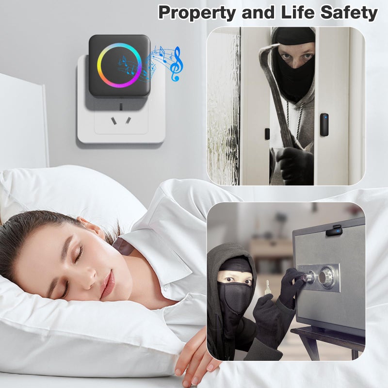 Satisure Door Chime, Satisure Wireless Door Sensor Chime When Door Opens, Door Alarms for Kids Safety/Business/Home/Hearing Impaired with 700Ft Range 58 Chimes 5 Volume Levels - Image 4