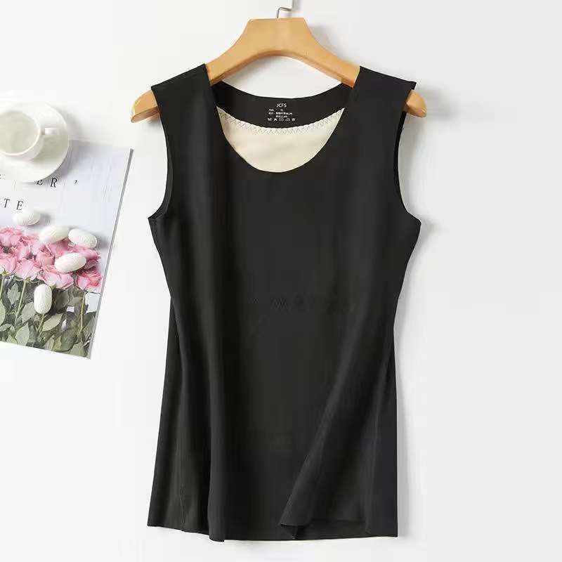 NanRenShuai Warmvest Thickened Fleece-Lined Vest Patch Base Layer Top For Men Couples Double-Sided Thickened Fleece Coat Ladies Black  - Image 1