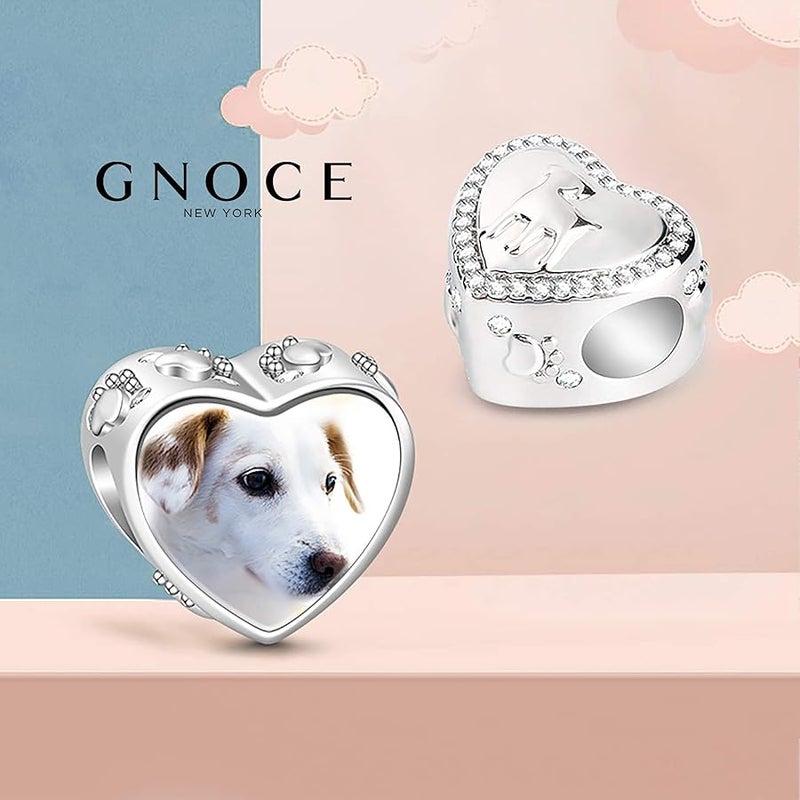 GNOCE Custom Photo Charms Bead For Dog Personalized Photo Animals Charm 925 Sterling Silver Pendant for Bracelets (Pet) - Image 3