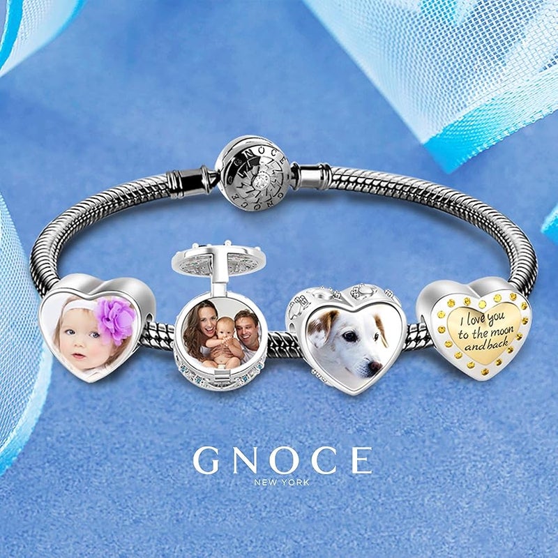 GNOCE Custom Photo Charms Bead For Dog Personalized Photo Animals Charm 925 Sterling Silver Pendant for Bracelets (Pet) - Image 4