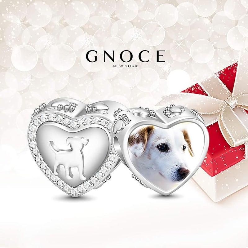 GNOCE Custom Photo Charms Bead For Dog Personalized Photo Animals Charm 925 Sterling Silver Pendant for Bracelets (Pet) - Image 2