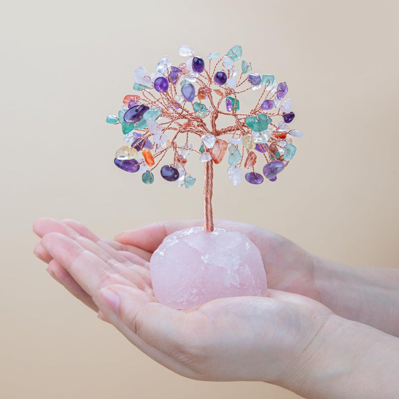 ZenBless 7 Chakra Healing Crystals Stones Tree of Life  Feng Shui Money Tree Little Fake Bonsai Tree Crystal Zen Spiritual Home Living Room Cubicle Office Desk Decor and Accessories for Women(Mix) - Image 2