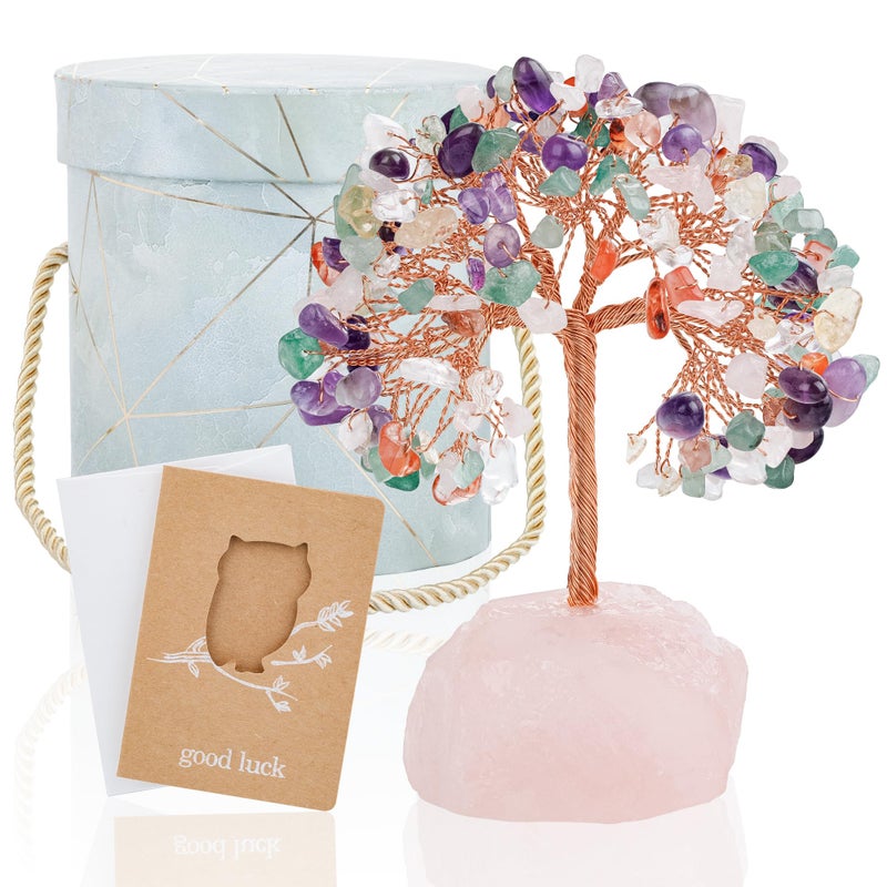 ZenBless 7 Chakra Healing Crystals Stones Tree of Life  Feng Shui Money Tree Little Fake Bonsai Tree Crystal Zen Spiritual Home Living Room Cubicle Office Desk Decor and Accessories for Women(Mix) - Image 1