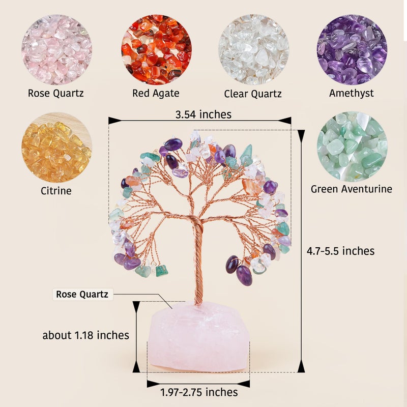 ZenBless 7 Chakra Healing Crystals Stones Tree of Life  Feng Shui Money Tree Little Fake Bonsai Tree Crystal Zen Spiritual Home Living Room Cubicle Office Desk Decor and Accessories for Women(Mix) - Image 3