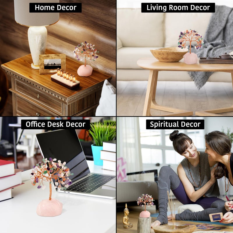 ZenBless 7 Chakra Healing Crystals Stones Tree of Life  Feng Shui Money Tree Little Fake Bonsai Tree Crystal Zen Spiritual Home Living Room Cubicle Office Desk Decor and Accessories for Women(Mix) - Image 5