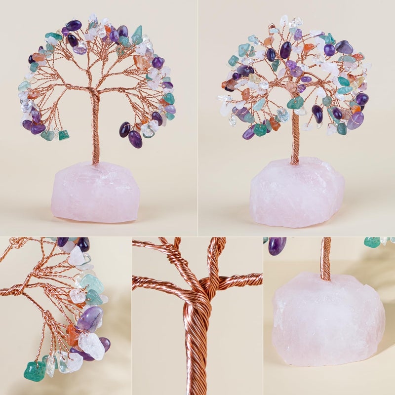 ZenBless 7 Chakra Healing Crystals Stones Tree of Life  Feng Shui Money Tree Little Fake Bonsai Tree Crystal Zen Spiritual Home Living Room Cubicle Office Desk Decor and Accessories for Women(Mix) - Image 4
