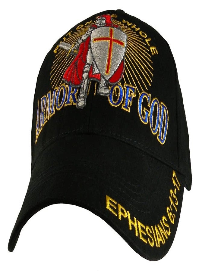 Eagle Crest Put on the Whole Armor of God Embroidered Baseball Cap, Black, Adjustable - Image 1