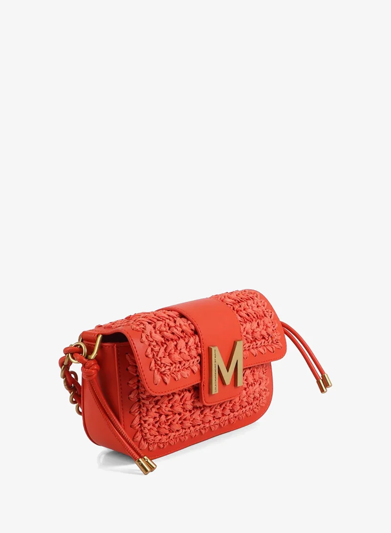 لولا كساديمونت Combined Raffia And Faux Leather Crossbody