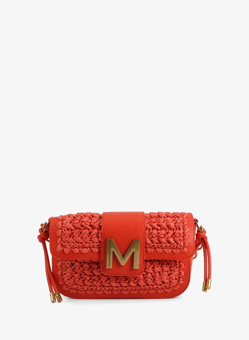 لولا كساديمونت Combined Raffia And Faux Leather Crossbody
