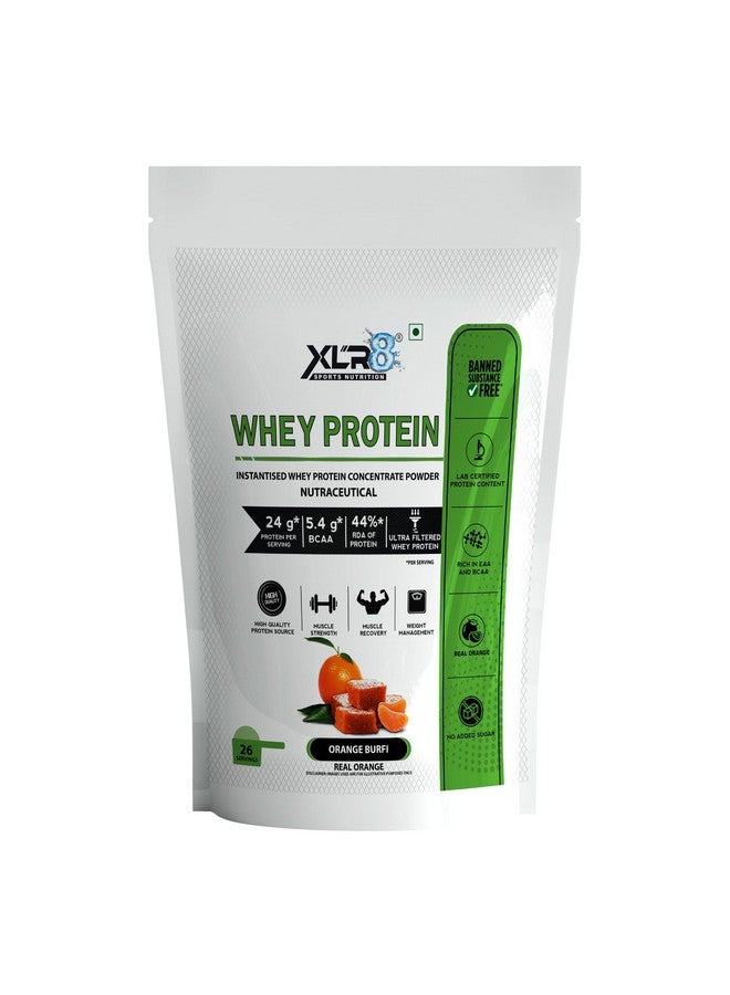 XLR8 Whey Protein Powder with 24 g Protein Content & 5.4 g BCAA (907 g (Pack of 1), Orange Burfi) - Image 1