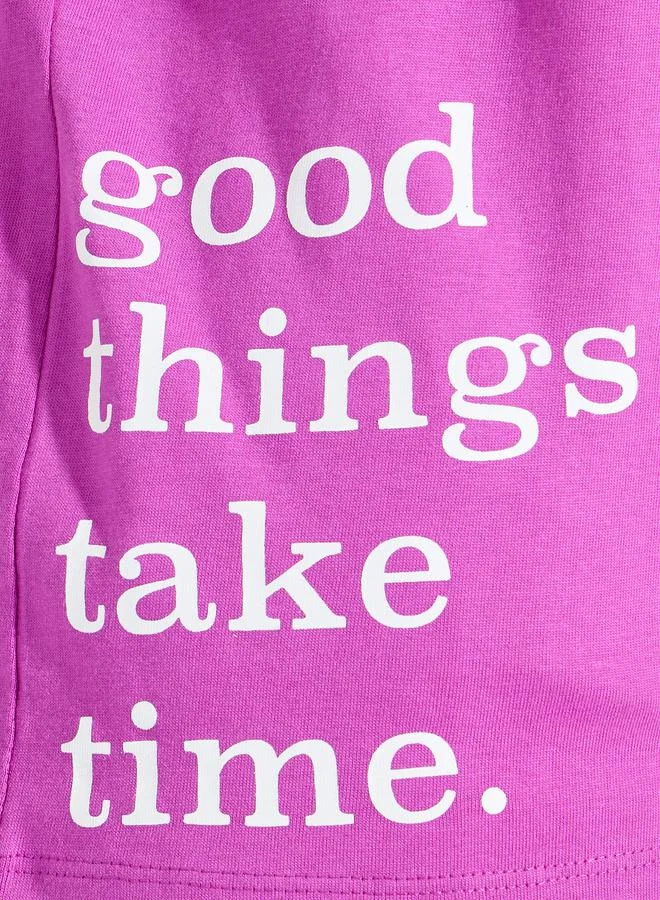 Styli Oversized Slogan Print Longline T-Shirt
