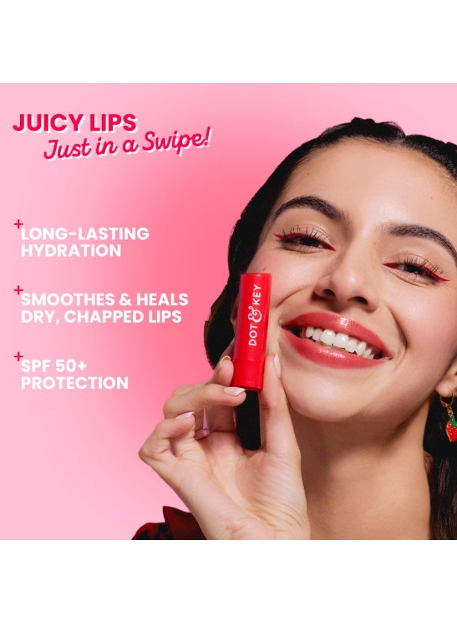 Dot & Key Barrier Repair Hydrating Lip Balm SPF 50 | Strawberry Red Repairs Damaged Lip Barrier | Non Tinted | 4.5 gm - Image 3