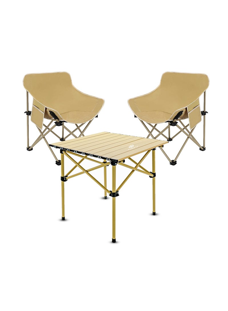 Toby's Tobyâ€™S Lightweight Foldable Camping Table With 2 High-Back Padded Camping Chairs  Quick-Fold, Stable Support, Portable Outdoor Set - Image 1