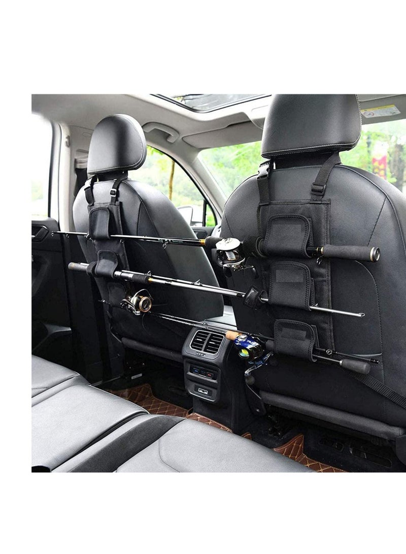 SYOSI Fishing Rod Holder Adjustable Polyester Strap Combined Fishing Rod Bracket for Vehicle/Ship Rear Seats, Vehicle Fishing Pole Storage Rack for SUV Wagons Van, Nylon Cloth Neoprene Rod Cover  - Image 1