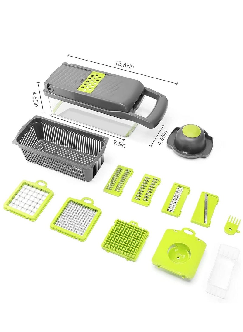 ELTRAZONE Vegetable Chopper - Time-and Labor-Saving Food Chopper - Pro Onion Chopper Vegetable Cutter and Dicers  12 in 1 Multifunctional Veggie Chopper Container for Salad Potato Carrot Garlic - Image 5