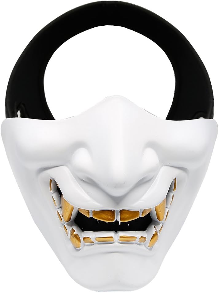 Aoutacc Airsoft Half Face Masks, Evil Demon Monster Kabuki Samurai Hannya Oni Half Face Protective Masks Masquerade Ball, Party, Halloween, Cs War Game - Image 1