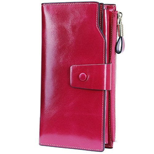 Itslife Womens Wallet RFID Blocking Large Capacity Luxury Wax Genuine Leather Wallets Clutch Wallet Ladies Card holder - Image 1