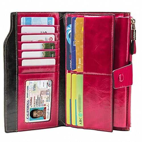 Itslife Womens Wallet RFID Blocking Large Capacity Luxury Wax Genuine Leather Wallets Clutch Wallet Ladies Card holder - Image 2