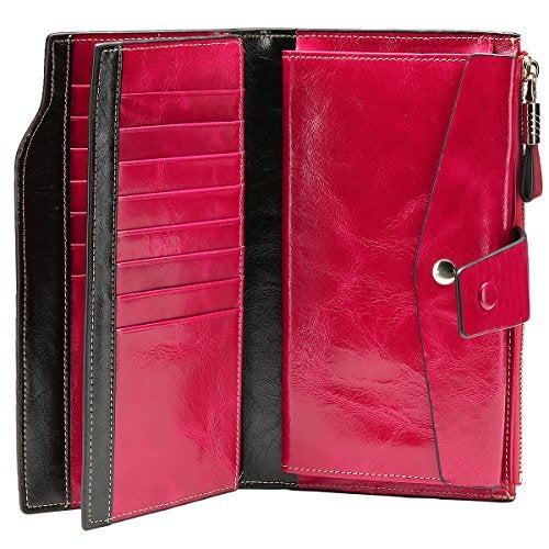 Itslife Womens Wallet RFID Blocking Large Capacity Luxury Wax Genuine Leather Wallets Clutch Wallet Ladies Card holder - Image 4