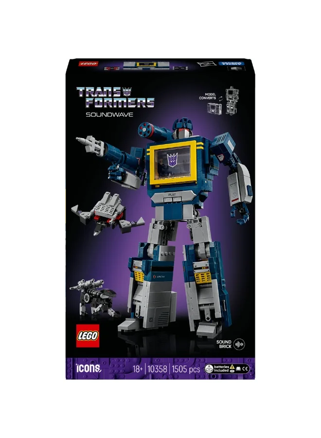 LEGO Icons Transformers: Soundwave Set For Adults 10358 (Age 18+, 1505 Pieces)