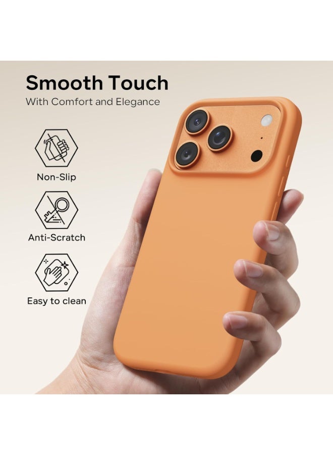YoYoTech iPhone 17 Pro Liquid Silicon Case Slim-Soft Shockproof Protective with Microfiber Lining iPhone 17 Pro 6.3-inch 2025 Silicon Case - Cosmic Orange - Image 2