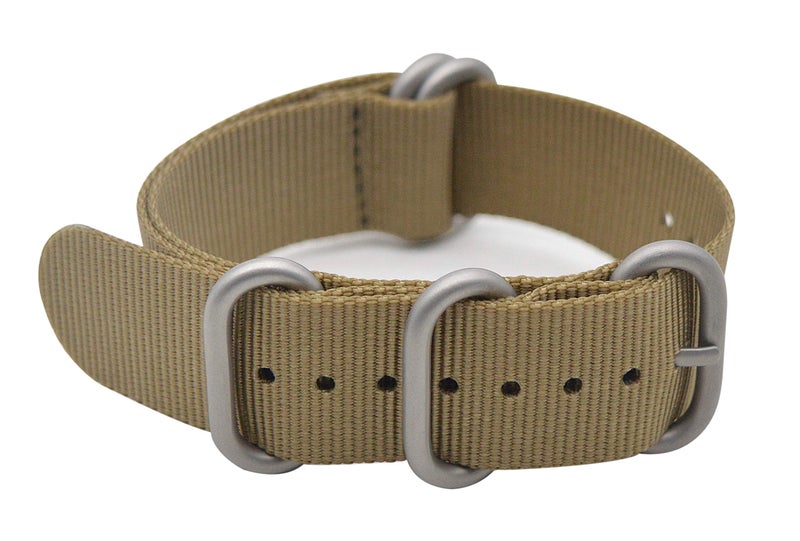 ArtStyle Watch Band with Colorful Nylon Material Strap and Heavy Duty Brushed Buckle (Khaki, 18mm) - Image 1
