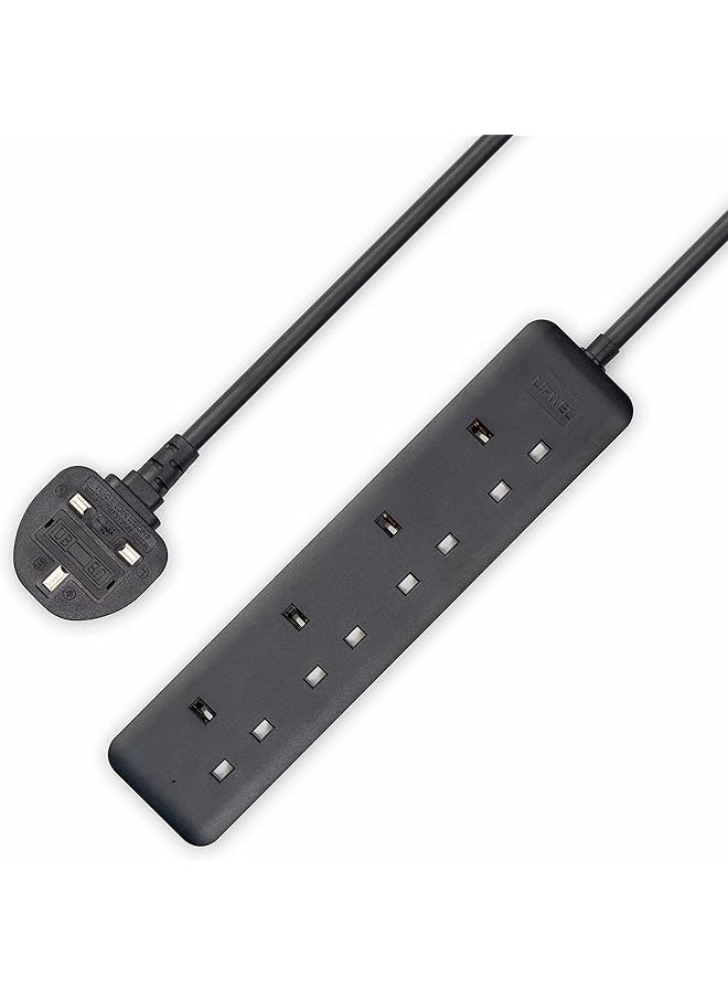 PROMASS promass Extension Board 3m Extension Lead Black 4 Way Heavy Duty Electrical Extension Socket with Indicator  - Image 1