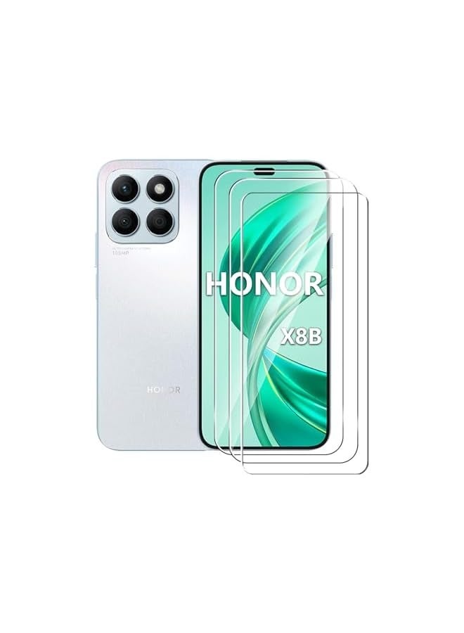 بروماس [عبوة من 3 قطع] واقي شاشة من الزجاج المقسى لهاتف Honor X8b، صلابة 9H عالية الوضوح ومقاومة للخدش وخالية من الفقاعات وبصمات الأصابع - Image 1