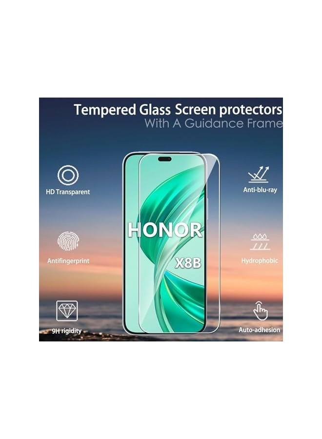 بروماس [عبوة من 3 قطع] واقي شاشة من الزجاج المقسى لهاتف Honor X8b، صلابة 9H عالية الوضوح ومقاومة للخدش وخالية من الفقاعات وبصمات الأصابع - Image 2