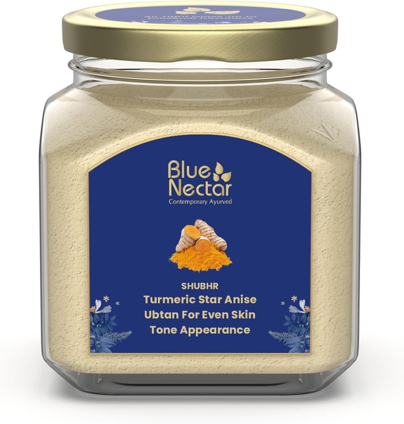 Blue Nectar Turmeric Ubtan Powder for Glowing Skin | Ayurvedic Ubtan Face Pack for Skin Brightening | Tan Removal Face Pack for Women & Men | (100 gm, 9 Herbs) - Image 1