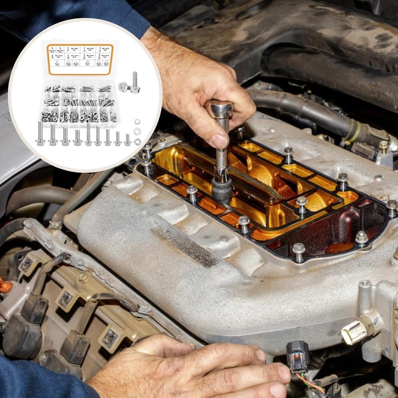 228 قطعة مجموعة تشكيلة صامولة برغي M6 M8 متري سداسي الشكل مع طوقة من الفولاذ المقاوم للصدأ - Image 4