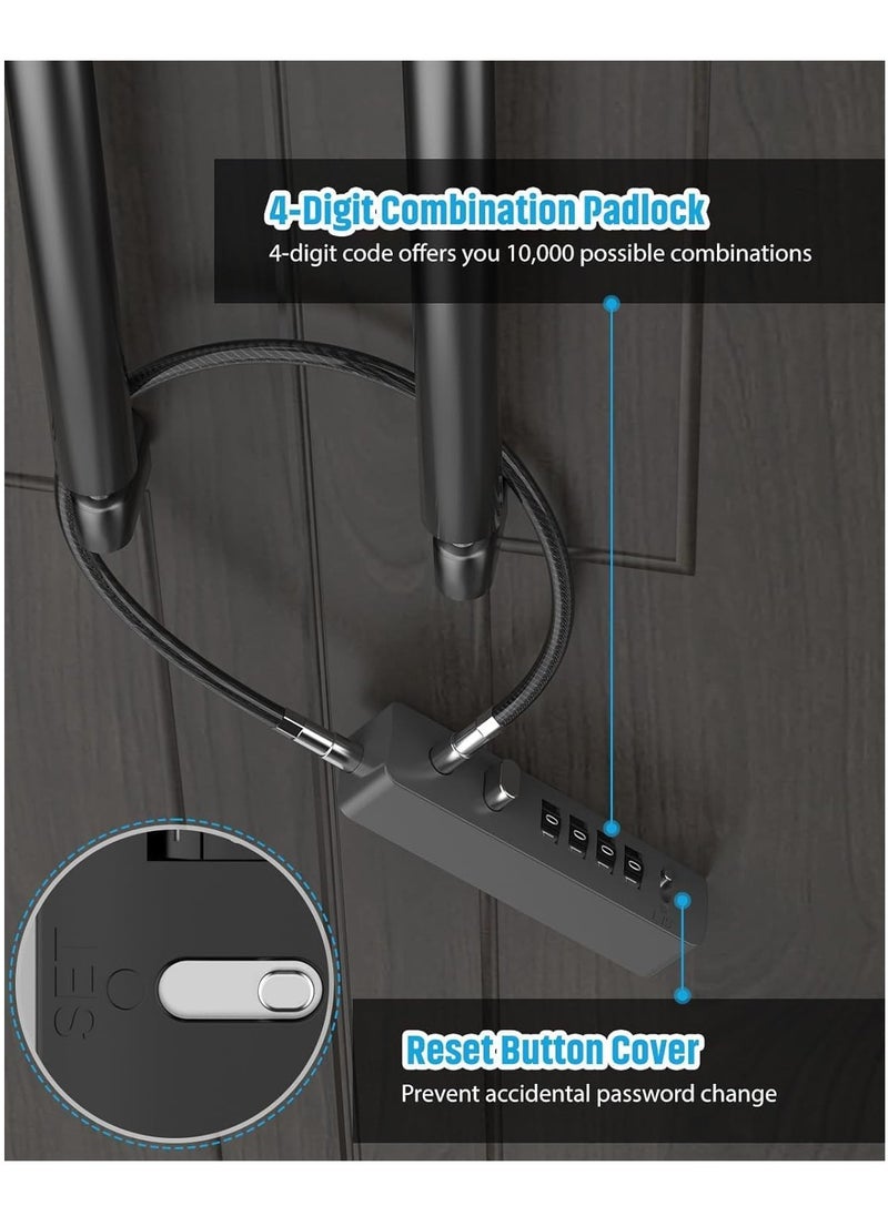 SYOSI Combination Lock Cable Security Steel Cable Luggage Lock Weatherproof with Resettable Code, Braided Steel Coated Anti-Theft Cable Lock, Luggage Suitcase Gun Case Toolbox Helmet Gray 2.3Feet 5 mm  - Image 2