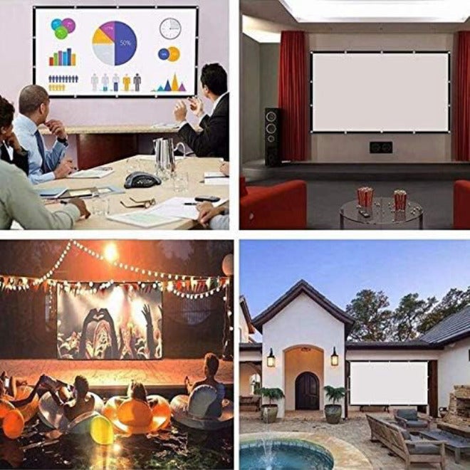 84 Inch Projector 16:9 White Diagonal Video Projection Wall Mounted for Home Theater Movie - Image 2