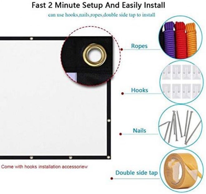 84 Inch Projector 16:9 White Diagonal Video Projection Wall Mounted for Home Theater Movie - Image 5