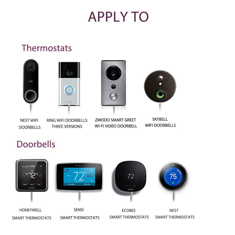 VIIVRIA محول جرس الباب 24V 40VA - نواة نحاسية ثقيلة لجهاز Ring Pro/2 وNest Hello، مزود طاقة سلكي سهل التركيب، متوافق مع الترموستات/الجرس - Image 2