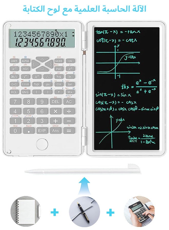 OLO Scientific Calculator with Writing Tablet, Desktop Erasable LCD Professional Financial Calculator, for Home School Office Business (White) - Image 1